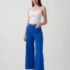 Jeans med høy midje, vid benvidde og ankelengde