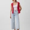 Jeans med høy midje, vid benvidde og ankelengde