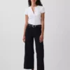 Jeans med høy midje, vid benvidde og ankelengde