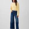 Jeans med høy midje, vid benvidde og ankelengde