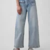 Jeans med høy midje, vid benvidde og ankelengde