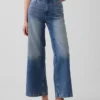 Jeans med høy midje, vid benvidde og ankelengde