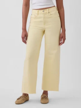 Jeans med høy midje, vid benvidde og ankelengde