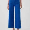Jeans med høy midje, vid benvidde og ankelengde