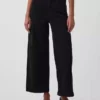Jeans med høy midje, vid benvidde og ankelengde