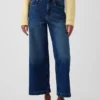 Jeans med høy midje, vid benvidde og ankelengde