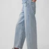 Jeans med høy midje, vid benvidde og ankelengde
