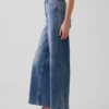 Jeans med høy midje, vid benvidde og ankelengde