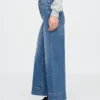 Jeans med høy midje, vid benvidde og ankelengde
