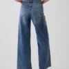 Jeans med høy midje, vid benvidde og ankelengde