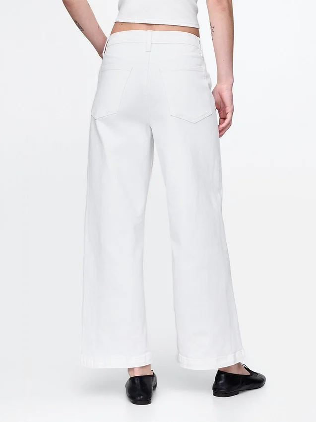 Jeans med høy midje, vid benvidde og ankelengde