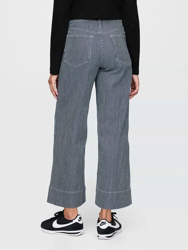 Jeans med høy midje, vid benvidde og ankelengde