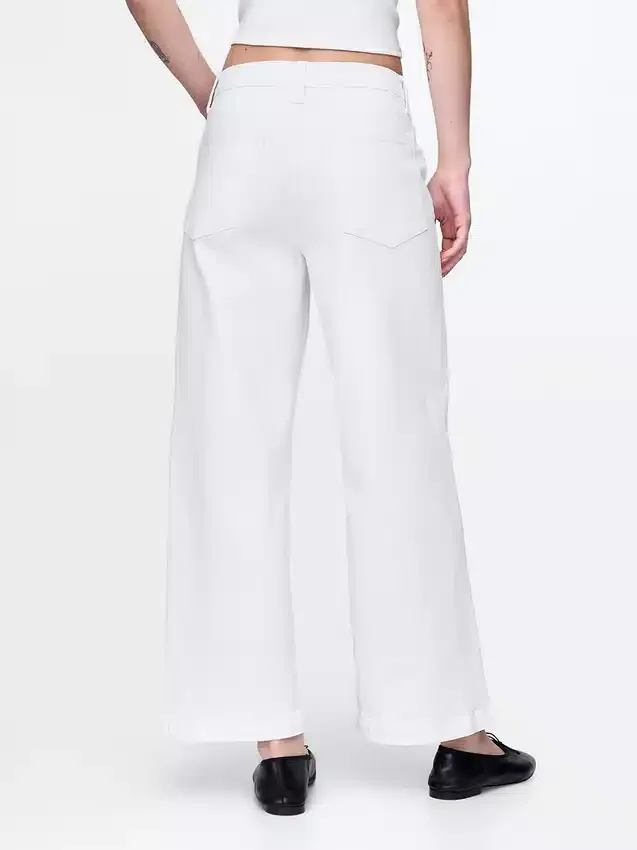 Jeans med høy midje, vid benvidde og ankelengde
