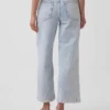 Jeans med høy midje, vid benvidde og ankelengde
