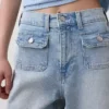 Jeans med høy midje, vid benvidde og ankelengde