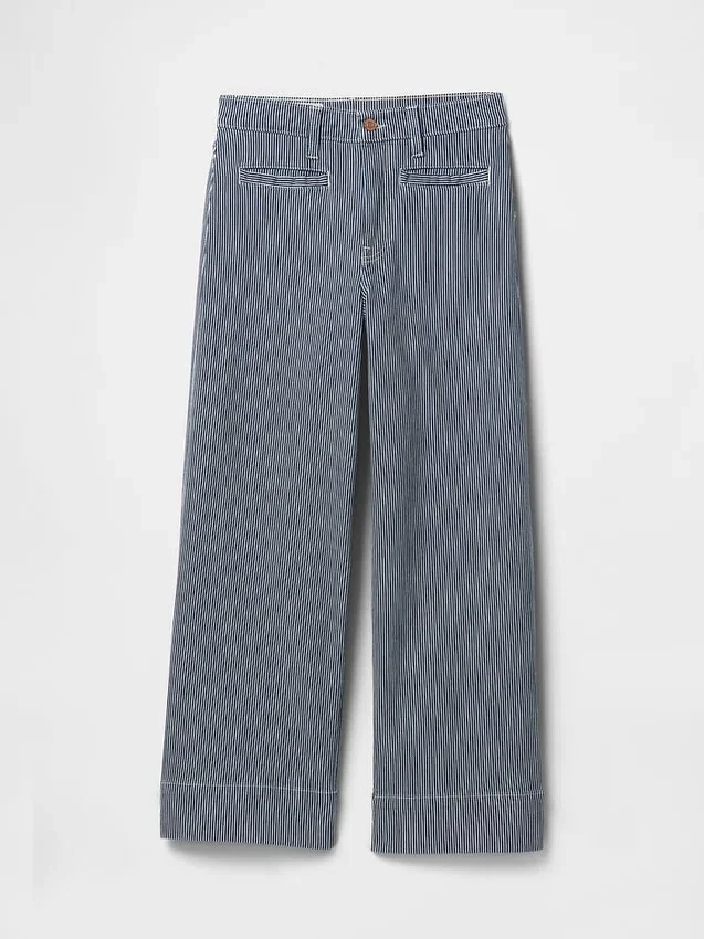 Jeans med høy midje, vid benvidde og ankelengde