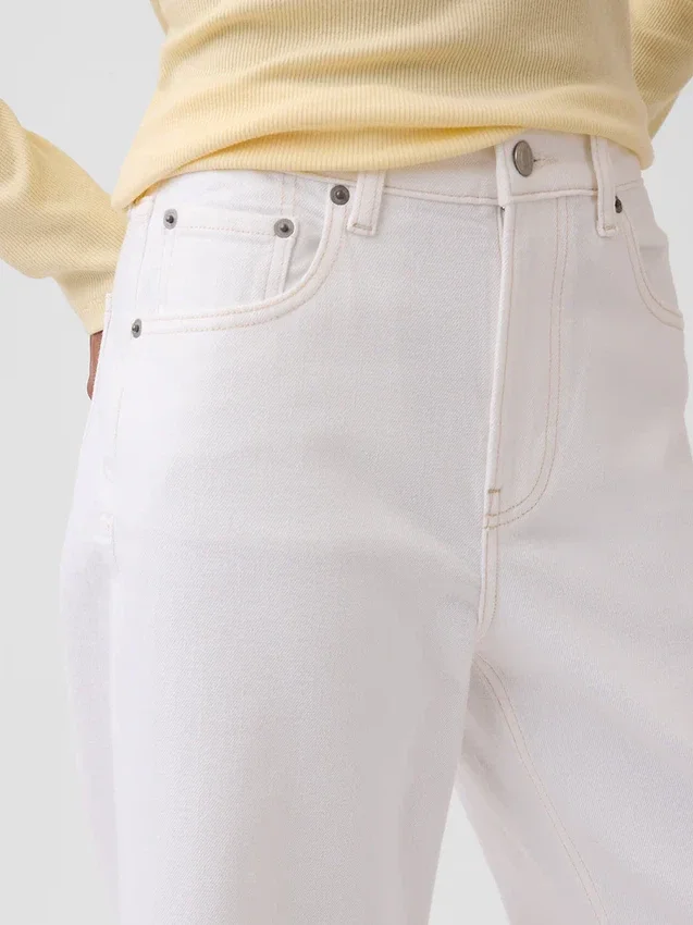 Jeans med høy midje, vid benvidde og ankelengde