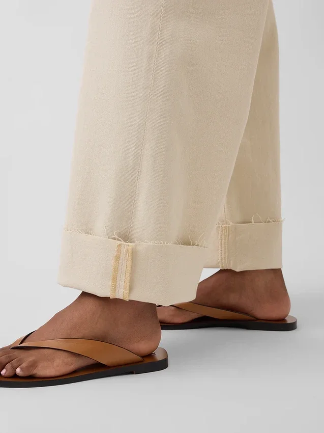 Jeans med høy midje, vid benvidde og ankelengde