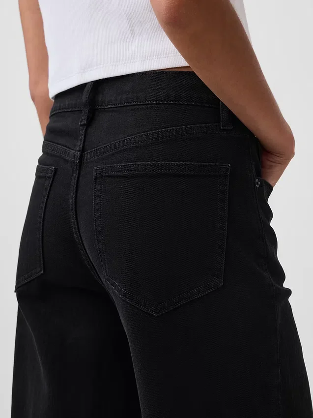Jeans med høy midje, vid benvidde og ankelengde
