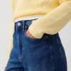 Jeans med høy midje, vid benvidde og ankelengde