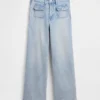 Jeans med høy midje, vid benvidde og ankelengde