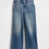 Jeans med høy midje, vid benvidde og ankelengde