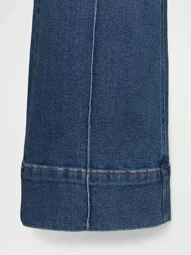 Jeans med høy midje, vid benvidde og ankelengde