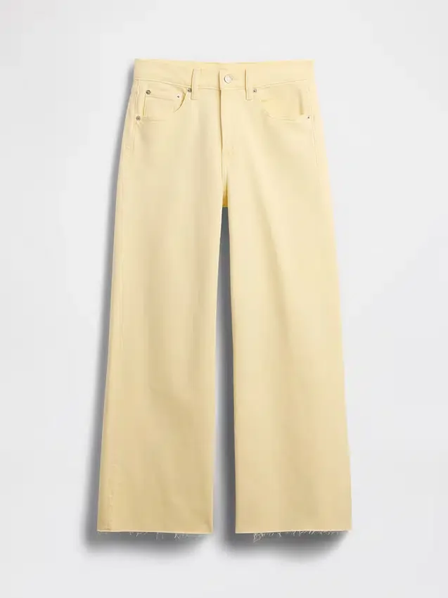 Jeans med høy midje, vid benvidde og ankelengde