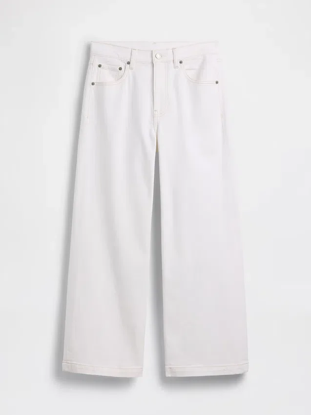 Jeans med høy midje, vid benvidde og ankelengde