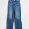 Jeans med høy midje, vid benvidde og ankelengde