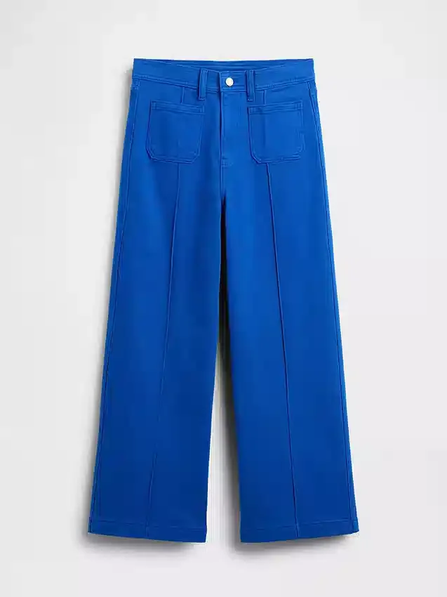 Jeans med høy midje, vid benvidde og ankelengde