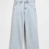 Jeans med høy midje, vid benvidde og ankelengde