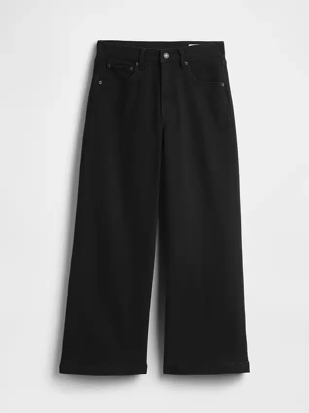 Jeans med høy midje, vid benvidde og ankelengde