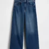 Jeans med høy midje, vid benvidde og ankelengde