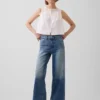 Jeans med høy midje, vid benvidde og ankelengde