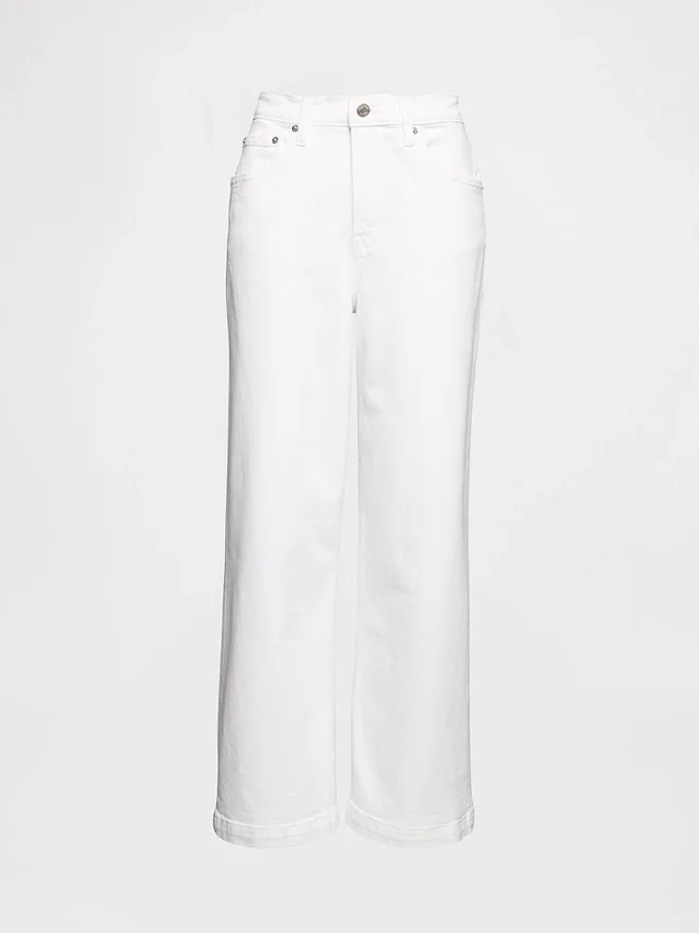 Jeans med høy midje, vid benvidde og ankelengde