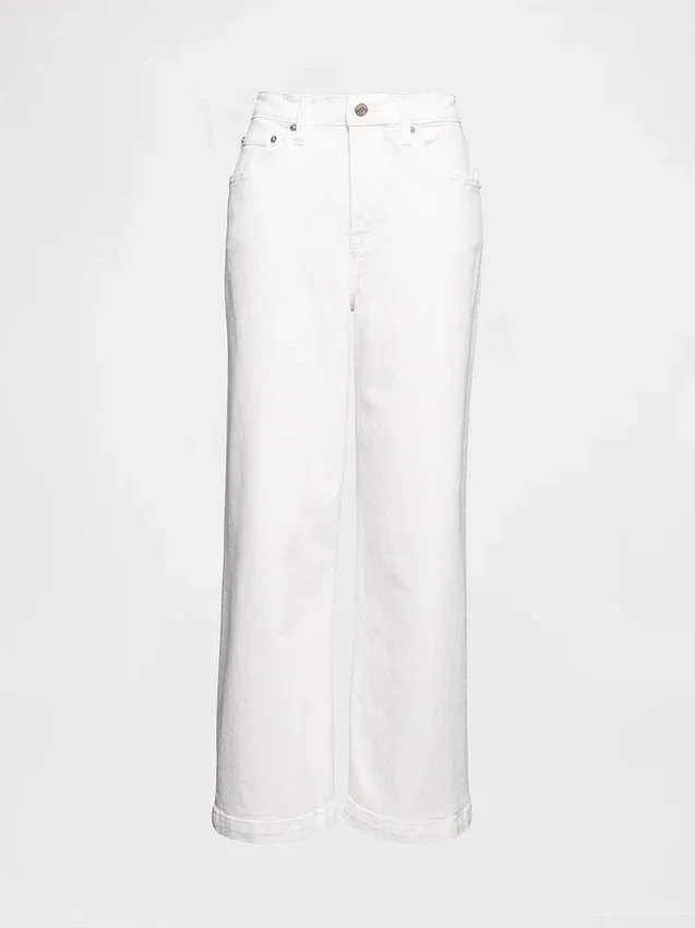 Jeans med høy midje, vid benvidde og ankelengde