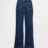 Jeans med høy midje, vid benvidde og ankellengde for kurvete kropper