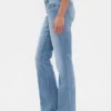 Jeans med lav midje, flettede lommer, lang og slank passform