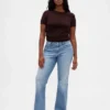 Jeans med lav midje, flettede lommer, lang og slank passform