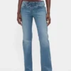 Jeans med lav midje, lang og slank passform og snøring