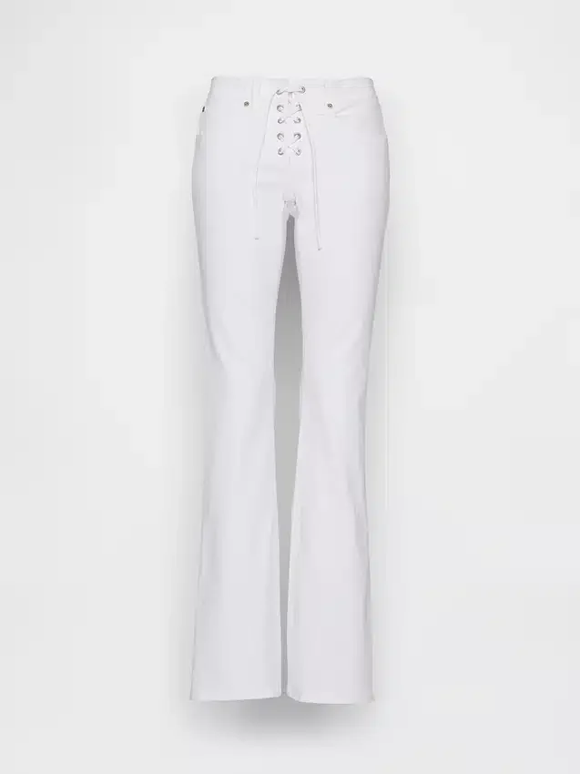 Jeans med lav midje, lang og slank passform og snøring