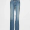 Jeans med lav midje, lang og slank passform og snøring