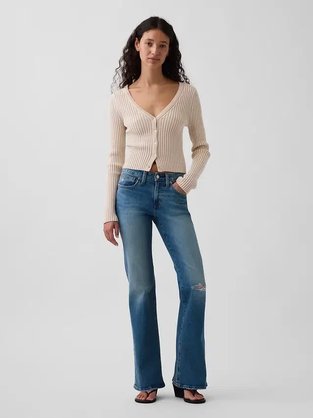 Jeans med lav midje, lange og smale