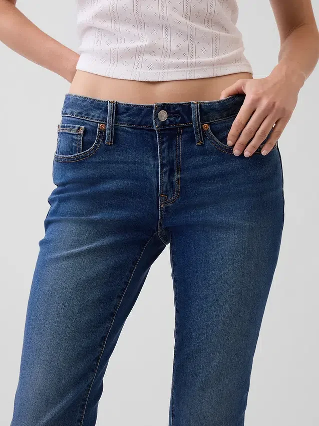 Jeans med lav midje, lange og smale