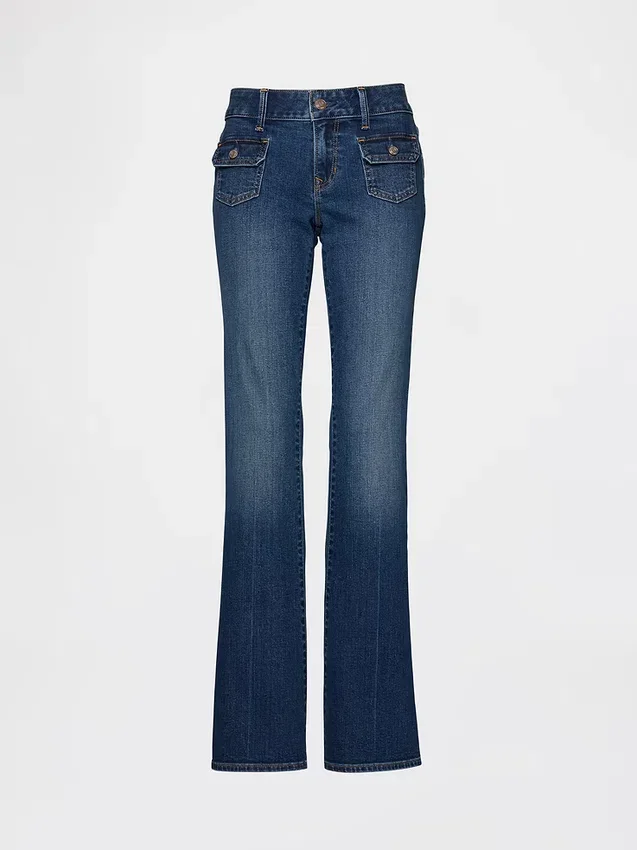 Jeans med lav midje, lange og smale