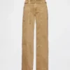 Jeans med lav midje, løs passform og mikrobelte i 90-tallsstil
