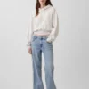 Jeans med lav midje, løs passform og sidestriper i 90-tallsstil
