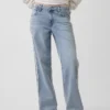 Jeans med lav midje, løs passform og sidestriper i 90-tallsstil