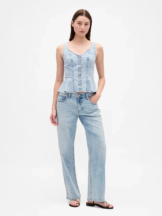Jeans med lav midje og løs passform i 90-tallsstil